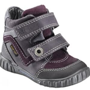 ECCO Kids Purple & Gray Leather High Top Velcro Boots Sz.21 (5/5.5)